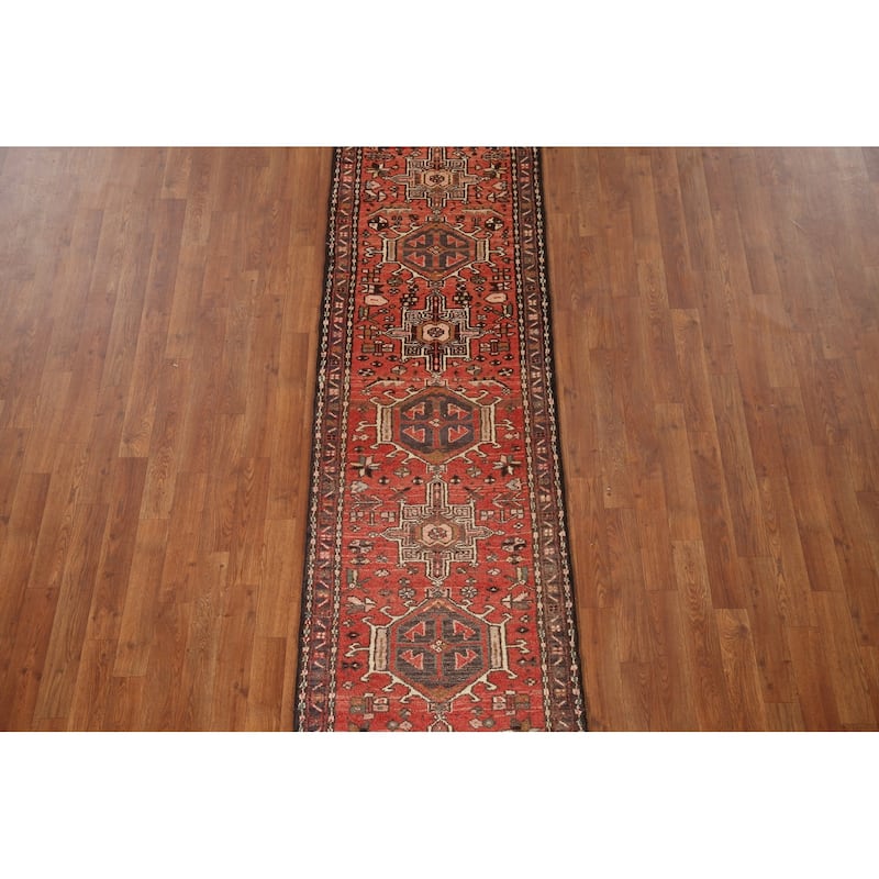 Vegetable Dye Gharajeh Persian Vintage Runner Rug Handmade Wool Carpet - 2'3"x 10'3"
