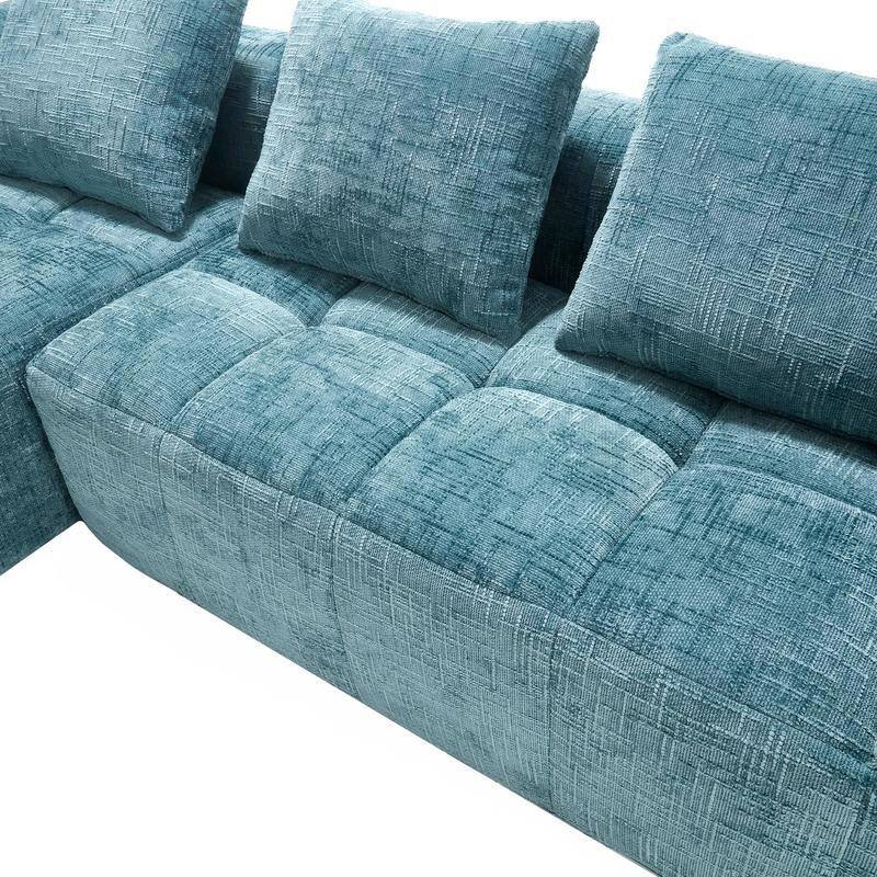 98.42" Modular L-Shaped Sofa with Chaise, Side Pockets, No Compression
