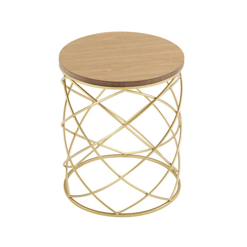 Christopher Knight Home - Elista Modern Golden Side Table with MDF Top and Interlocking Metal Frame