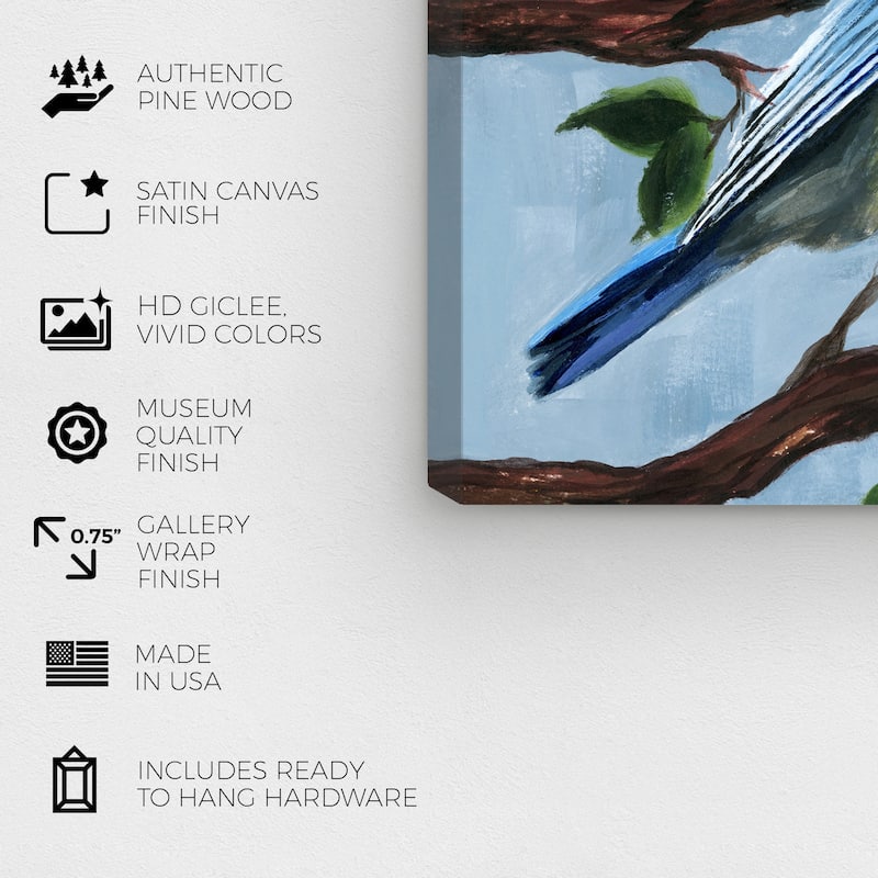 Wynwood Studio Canvas Animals Free Bird Blue and Light Blue Rustic Wall Art Canvas Print