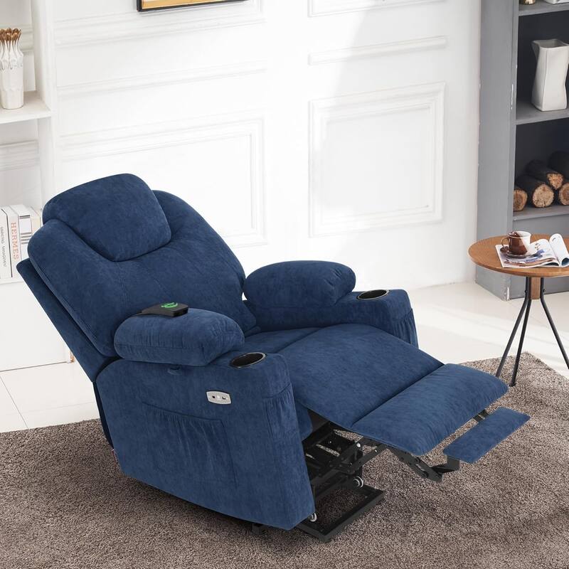 MCombo Small Power Lift Recliner Chair Sofa with Massage and Heat, 3 Positions and USB Ports Extended Footrest, Fabric 7141