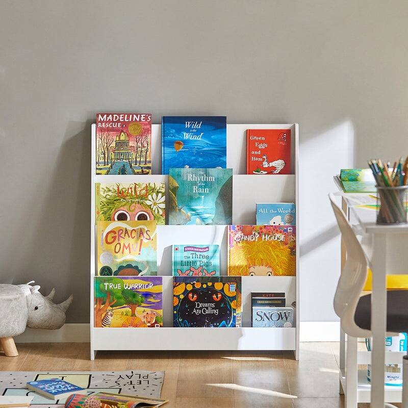 SoBuy KMB32-W, Children Kids Bookcase Storage Display Rack Organizer Holder - White