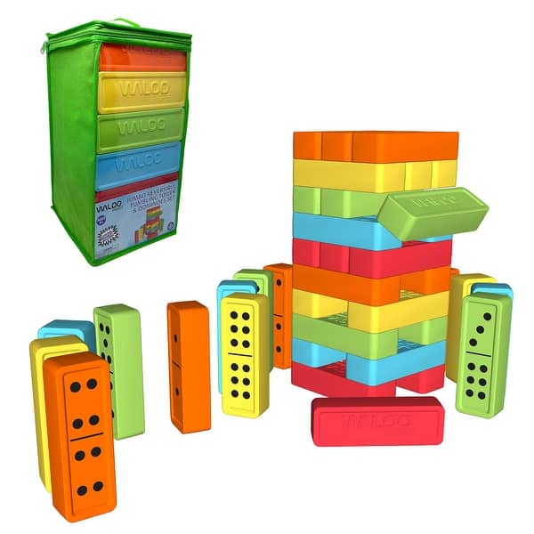 slide 2 of 7, Waloo Sports Jumbo Reversible Tumbling Tower & Dominoes Set