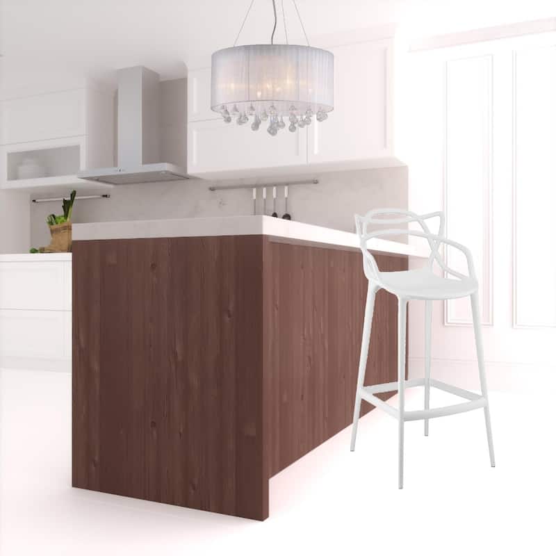 Plastic Full Back Bar Height Chair with Arms, Footrest and Stackable Design - 21” x 19.5” x 43” (D x W x H)