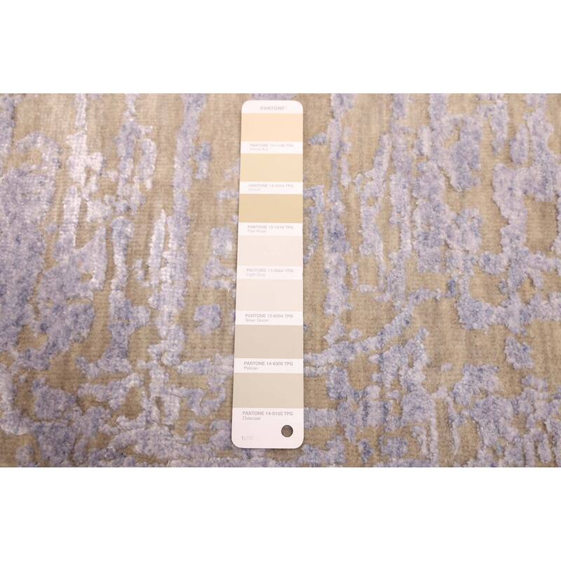 ECARPETGALLERY Hand-knotted Legacy Khaki Silk, Wool Rug - 2'7 x 12'1