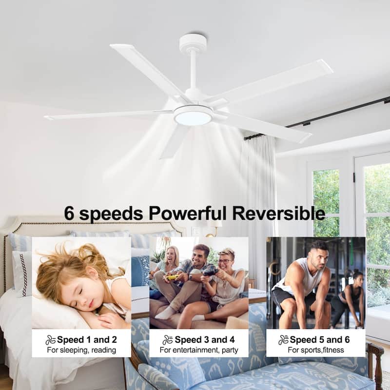 MLiAN 60 In. 5 Aluminium Blades Indoor LED Ceiling Fan with Remote, Smart Ceiling Fan - 60"