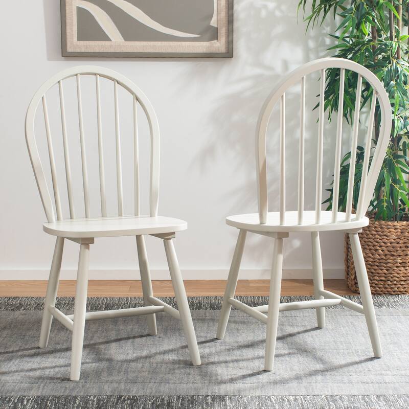 SAFAVIEH Delcie Spindle Oval Back Dining Chair (Set of 2) - 17.9" x 19.7" x 37" - 18Wx20Dx37H - Off White
