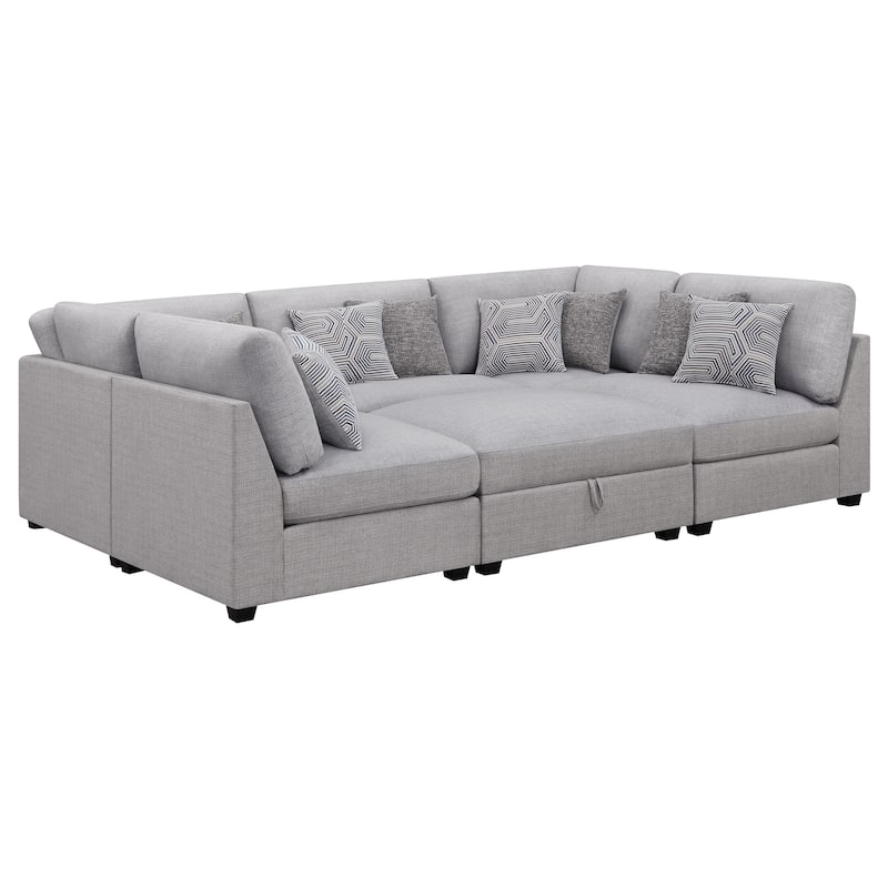 Cambria 6-piece Upholstered Modular Sectional Sofa Grey