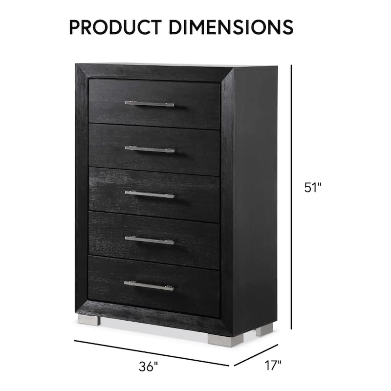 Furniture of America Alaric Modern 3-Piece Black Wood Panel Bedroom Set with LED Headboard