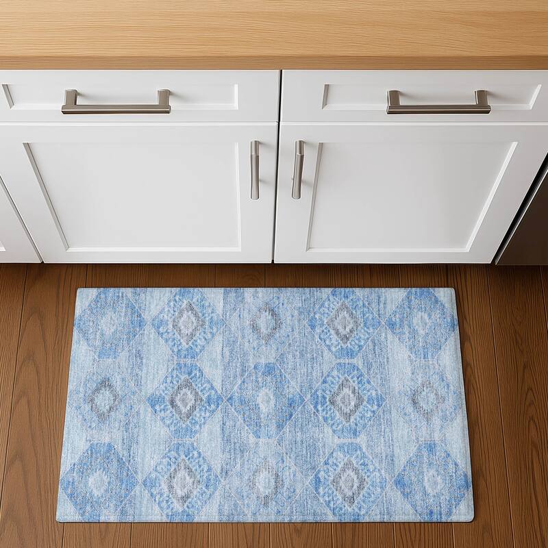 Premium Washable Super Soft Modern Global Mayfield Rug - Blue - 1'8" x 2'6"