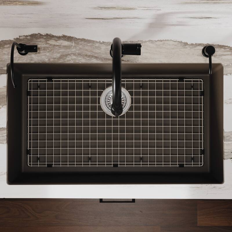 Karran Undermount 32.5 in. Large Single Bowl Quartz Kitchen Sink Kit