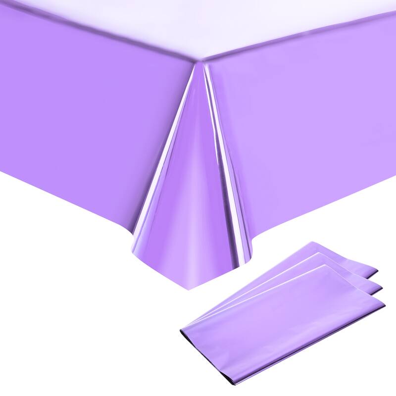 3 Pack Light Purple Disposable Plastic Tablecloths 54x108" Shiny Table Covers - Light Purple