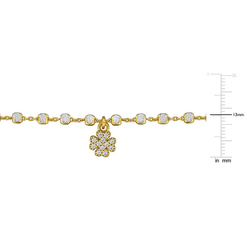 Miadora 3.3mm Discs 4 Leaf Clover Necklace in Yellow Plated Sterling Silver