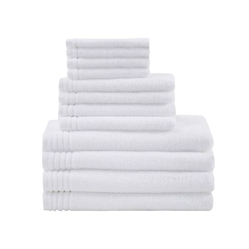 HomeRoots Set of Twelve White Cotton Quick Dry Towel Set - 52.00' X '28.00' X '0.02