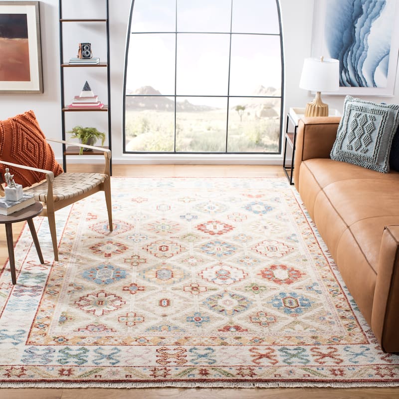 SAFAVIEH Hand-Knotted Samarkand Dolf Traditional Wool Rug - 10' x 14' - Beige/Ivory