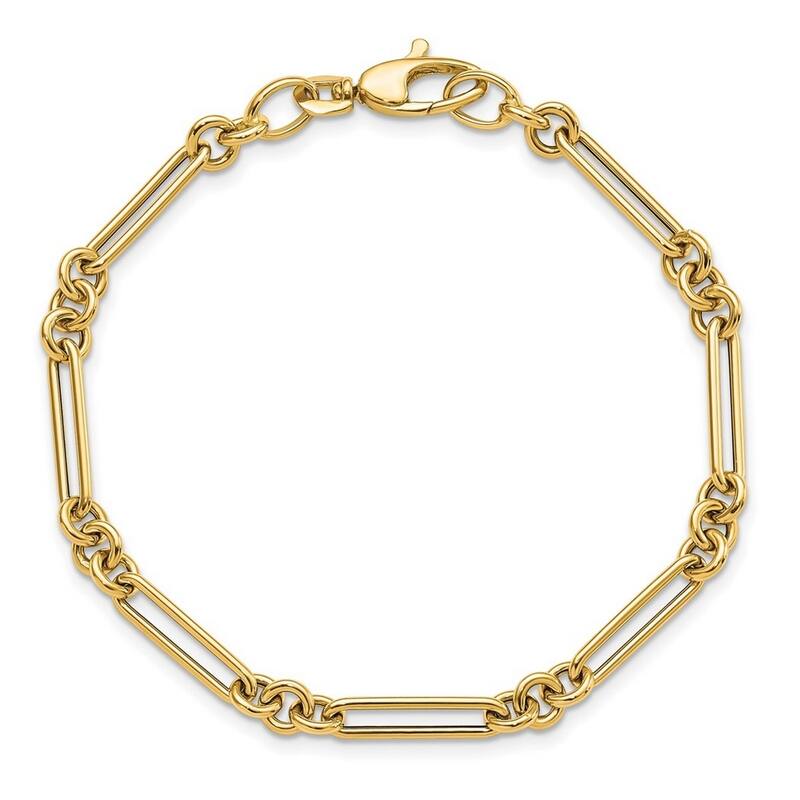 Curata 14k Yellow Gold Polished Fancy Link Bracelet 7.5 Inch