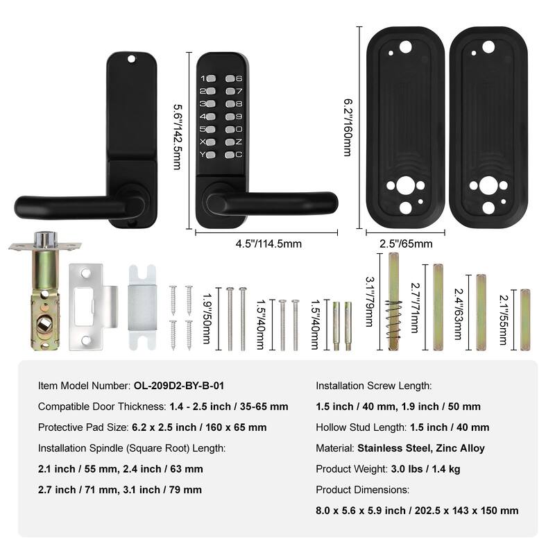 Mechanical Keyless Entry Door Lock Easy to Install, for Yard, Garden, Garage