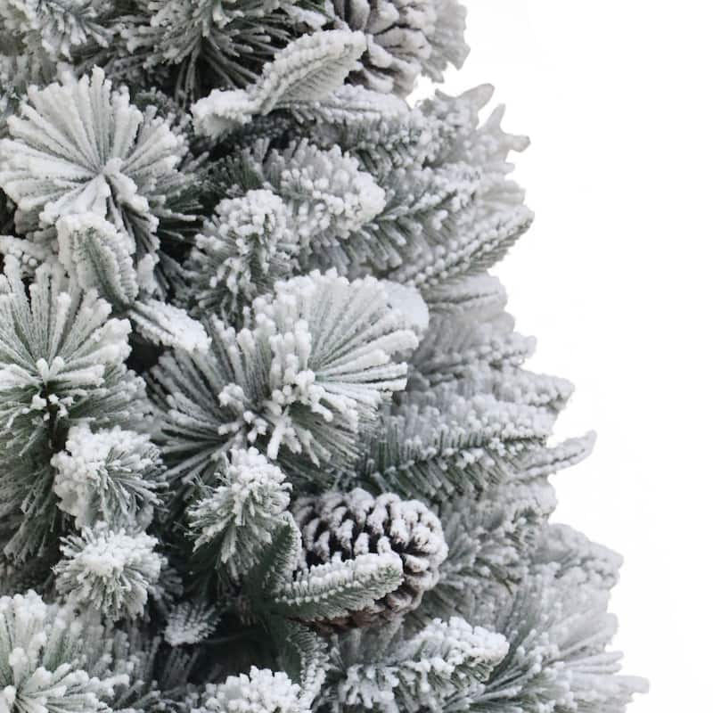 Puleo International 4.5 ft. Pre-lit Flocked Potted Tree