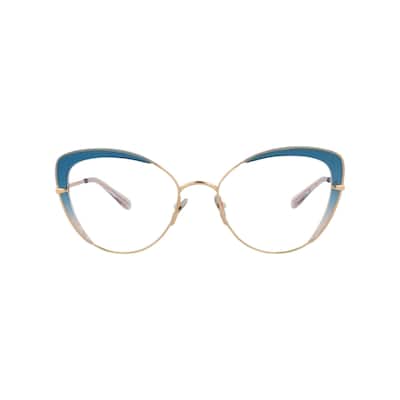 Pomellato Cat Eye-Frame Metal Optical Frames, Transparent Lens, Shiny Pink Gold/Transparent Light Blue Frame