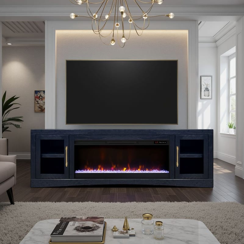 Bridgevine Home Heritage 82 inch Fireplace TV Stand, for TVs up to 90 inches - Clove