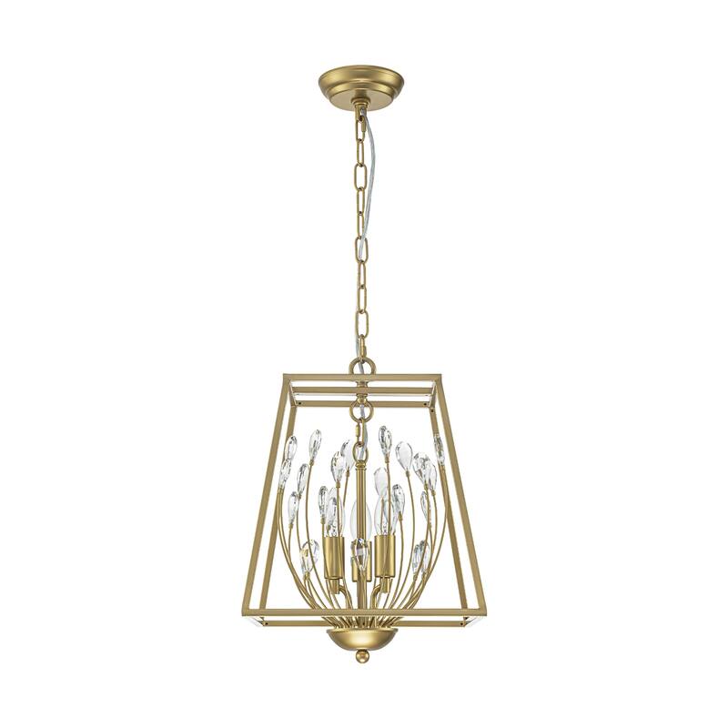 3-Light Transitional Metal & Crystal Chandelier with Adjustable Height for Dining Room - 3 Light