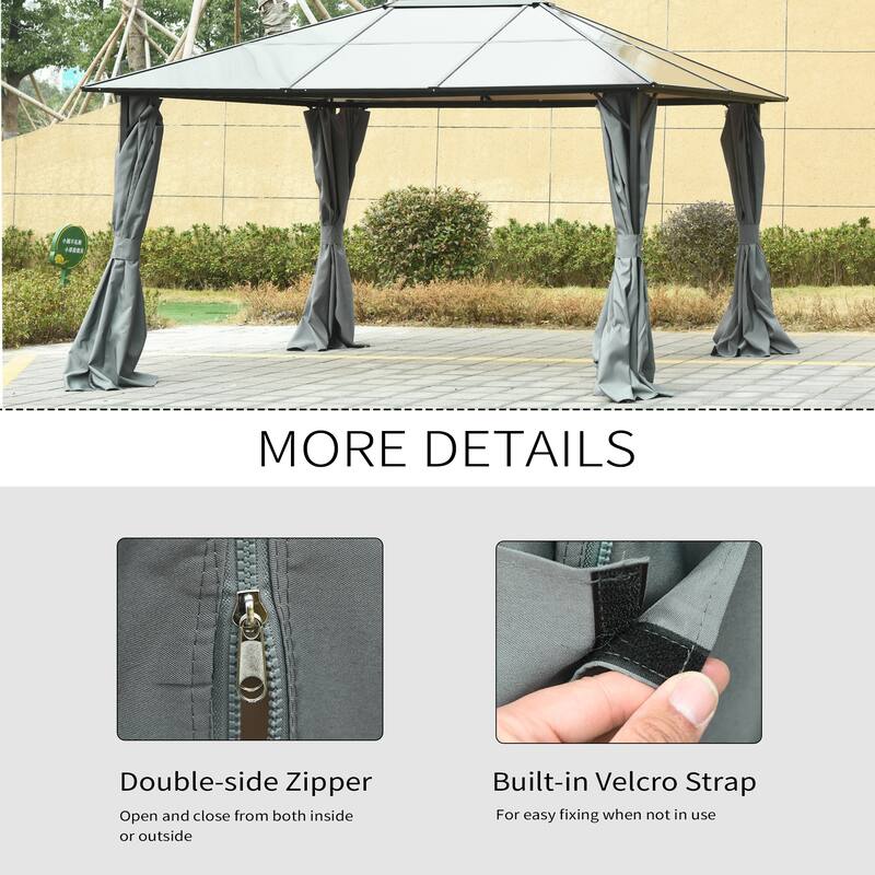 Outsunny 9.84' x 11.8' Gazebo Sidewall Set with Hooks/C-Rings