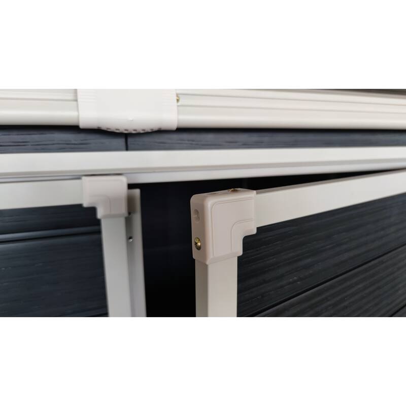 Outdoor Resin Garden Shed Rust-proof Storage Shed Tool Shed with Sloping Roof & Lockable Double Doors, Built-in Floor