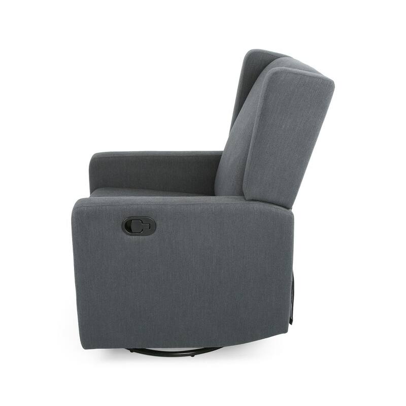 Charcoal Fabric Swivel Glider Recliner with Wingback Design by Christopher Knight Home