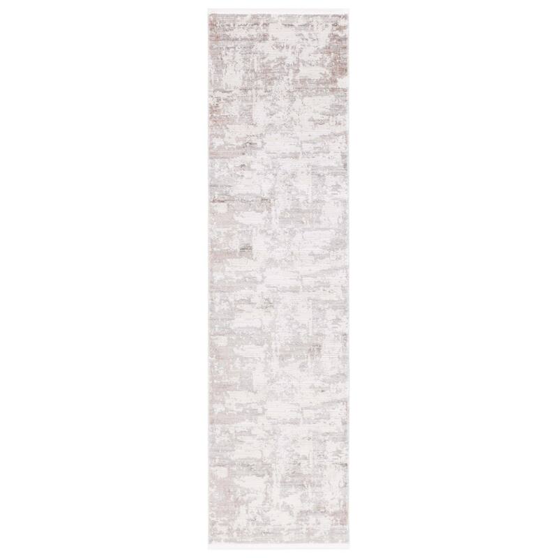 SAFAVIEH Diamond Natsuo Modern Abstract Fringe Rug - 2'2" x 8' Runner - Beige/Brown