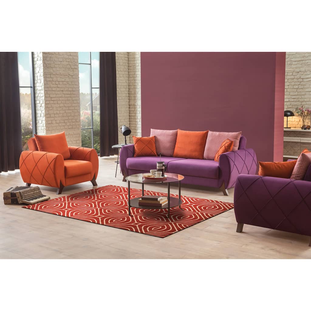 Hand-tufted Wool Red Contemporary Geometric Marla Rug - 5' x 8'