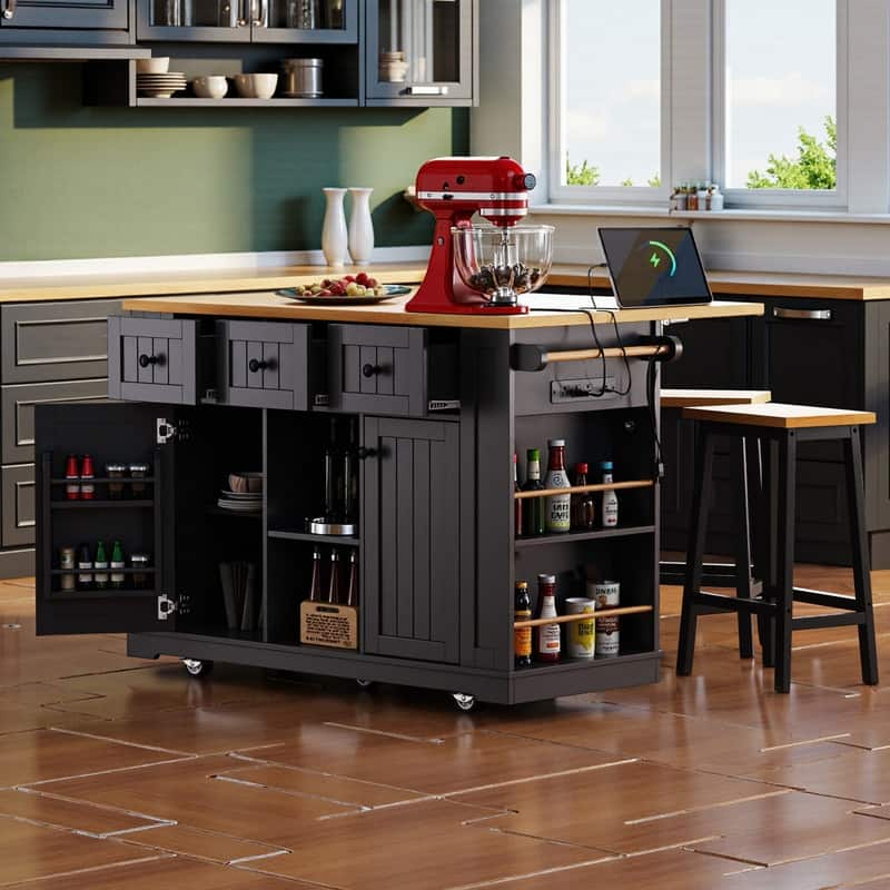 Frost 53inch Large Kitchen Island with Drop Leaf