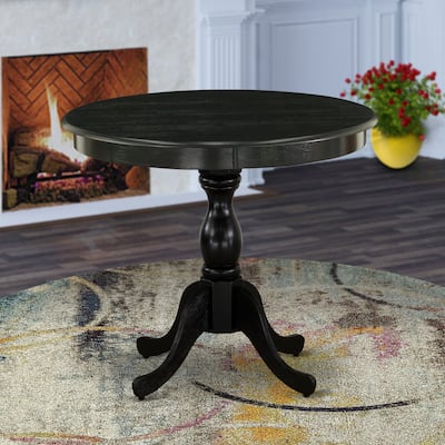 East West Furniture Dining Room Table - a Round kitchen Table Top with Pedestal Base, (Finish Options Available)