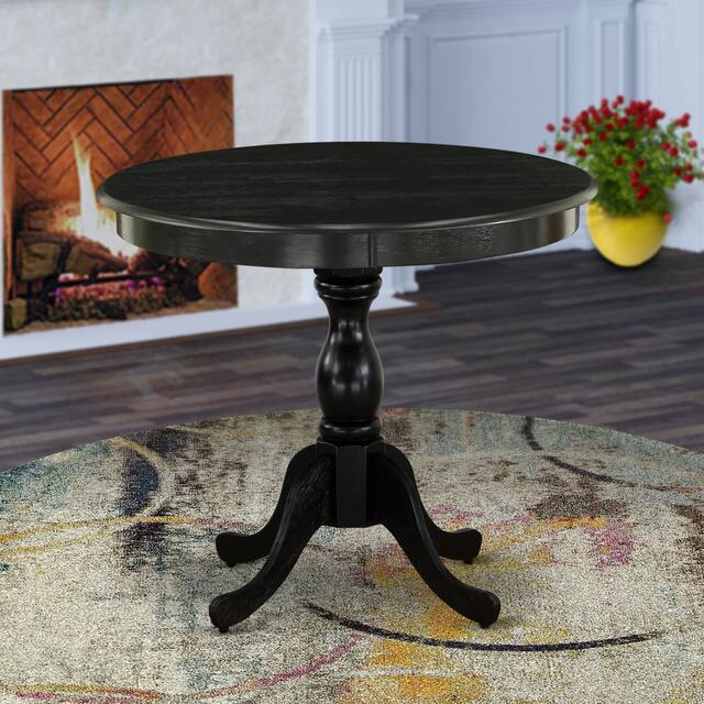 East West Furniture Round Small Dining Table with Pedestal Base (Finish Options) - AMT-ABK-TP