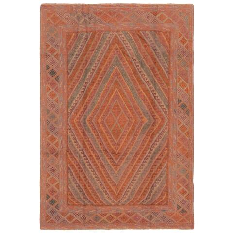 ECARPETGALLERY Hand-knotted Tajik Caucasian Burnt Orange Wool Rug - 6'7 x 9'6