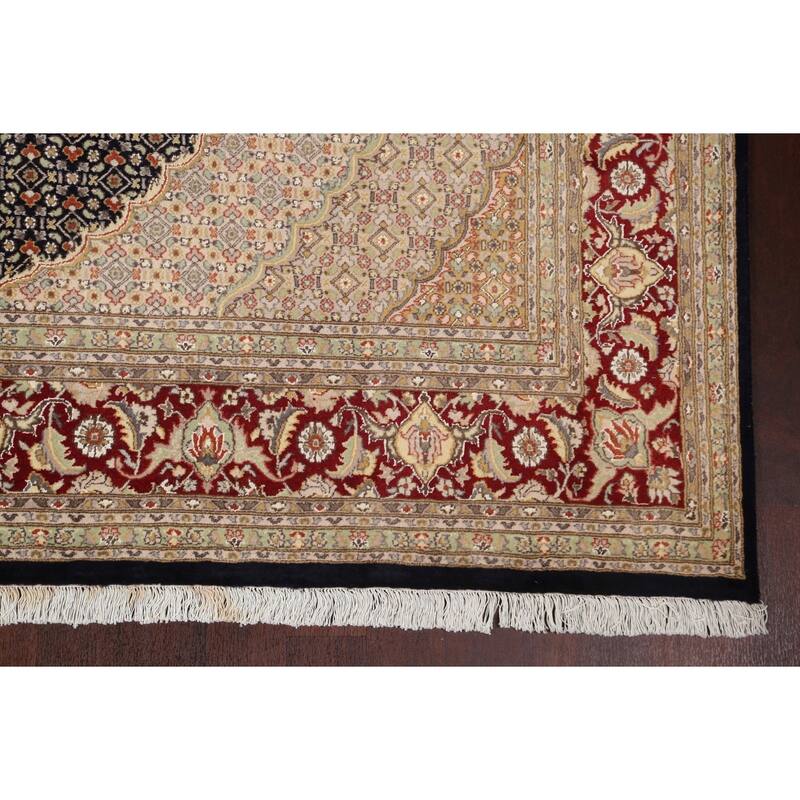 Wool/ Silk Tabriz Mahi Persian Vegetable Dye Area Rug Hand-knotted - 8'1" x 10'5"
