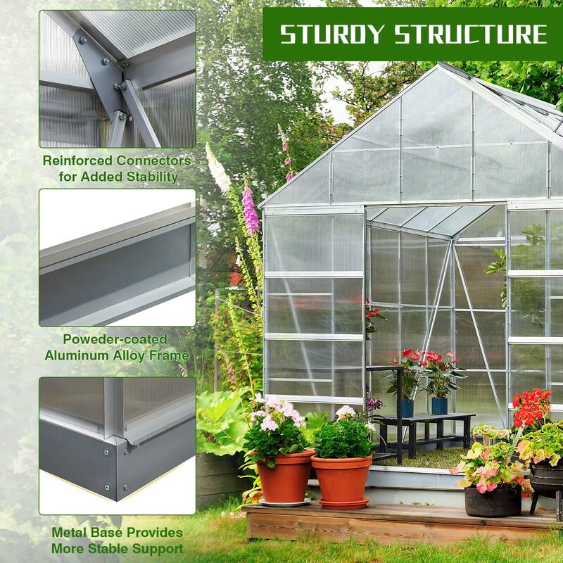 Outdoor 12' x 10' Outdoor Walk-in Hobby Greenhouse for Plants - 10*12
