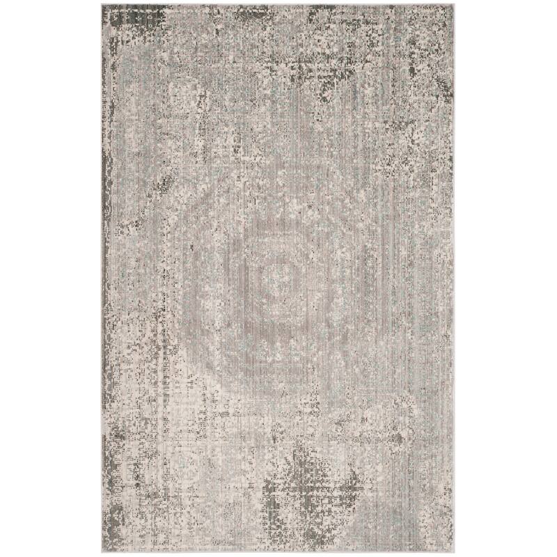 SAFAVIEH Valencia Burcu Distressed Vintage Boho Oriental Polyester Rug - 4' x 6' - Grey/Multi