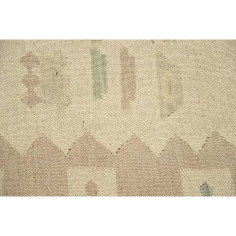 Hand Woven Oriental 100% Wool Carpet Southwestern Tribal Beige & Ivories Kilim Area Rug - 4' 9'' X 3' 2''