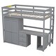 preview thumbnail 33 of 33, Wooden Loft Bed with Built-in Desk,A Wardrobe,Three Drawers,an Open Storage Cabinet,Twin Size