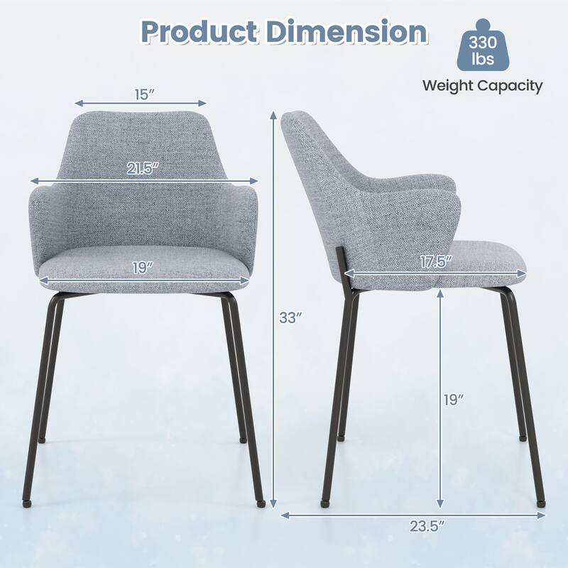 Gymax Dining Chairs Set of 2 w/ Curved Backrest Wide Seat & Armrests