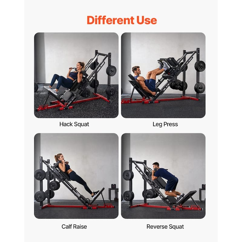 Carbon Steel Leg Press with Hack Squat Machine and 3-Level Adjustable Backrest Perfect for Home Gym Training - 85” x 58” x 48”