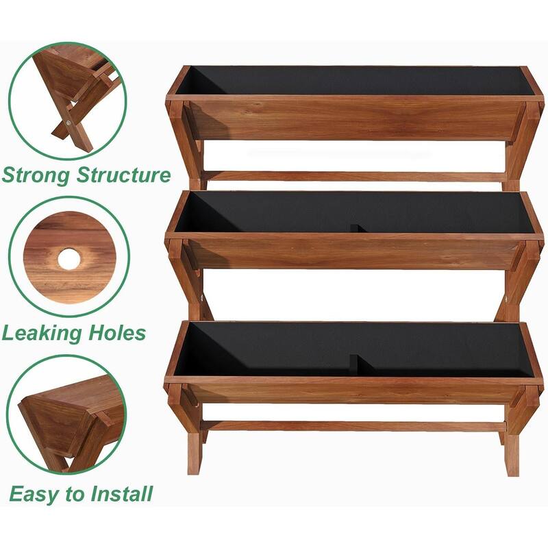 Raised Garden Bed , Fir Wood Freestanding Elevated Garden Planters - 35''x22''x36''