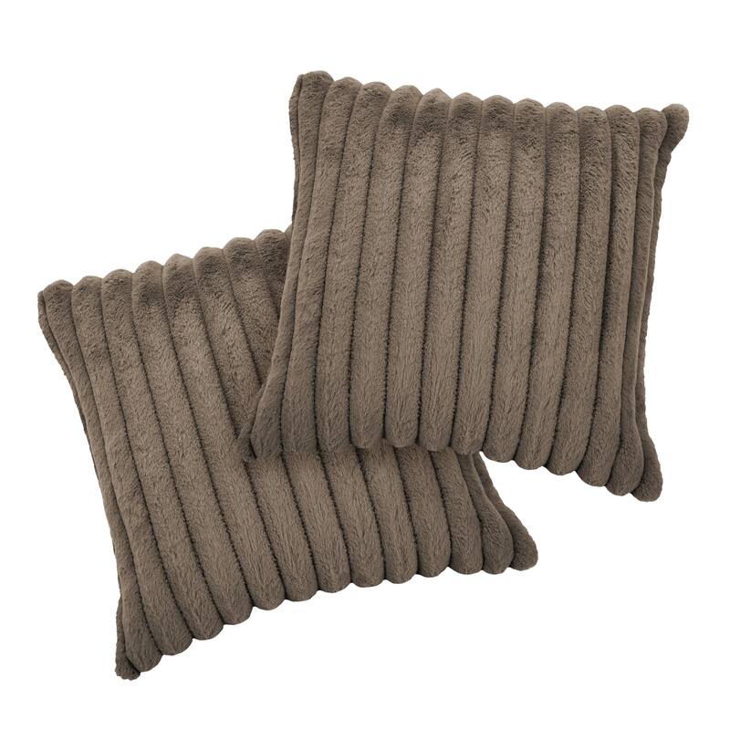 Faux Fur Decorative Throw Pillows for Couch & Bed (Set of 2)