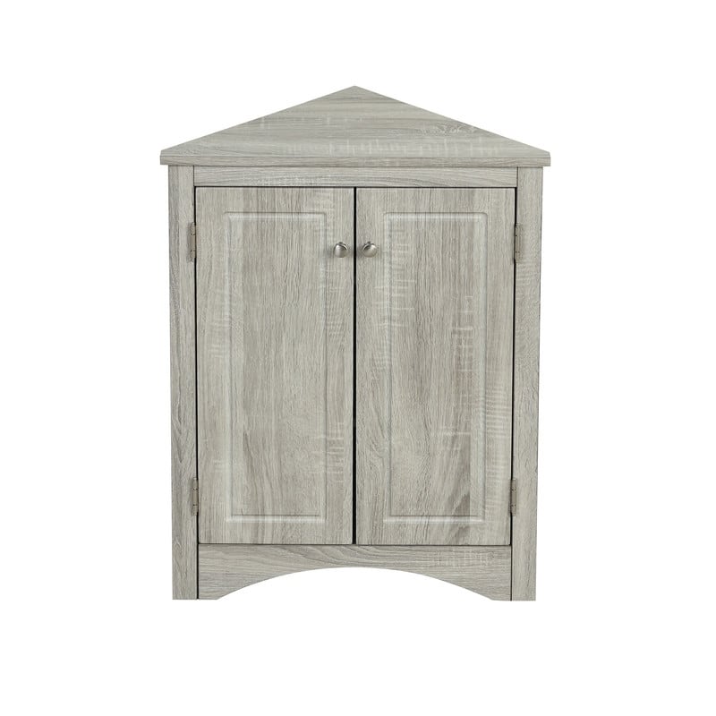 Corner Triangle Bathroom Storage Cabinet with Adjustable Shelves, Freestanding Floor Cabinet, Accent Cabinet for Living Room