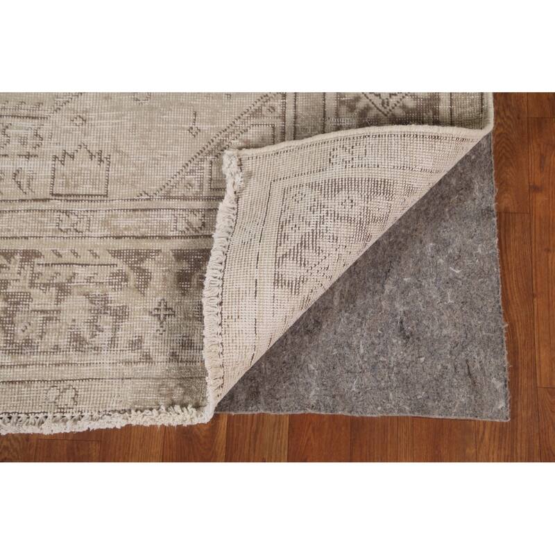 Distressed Tabriz Persian Antique Area Rug Hand-Knotted Wool Carpet - 6'6" x 9'6"