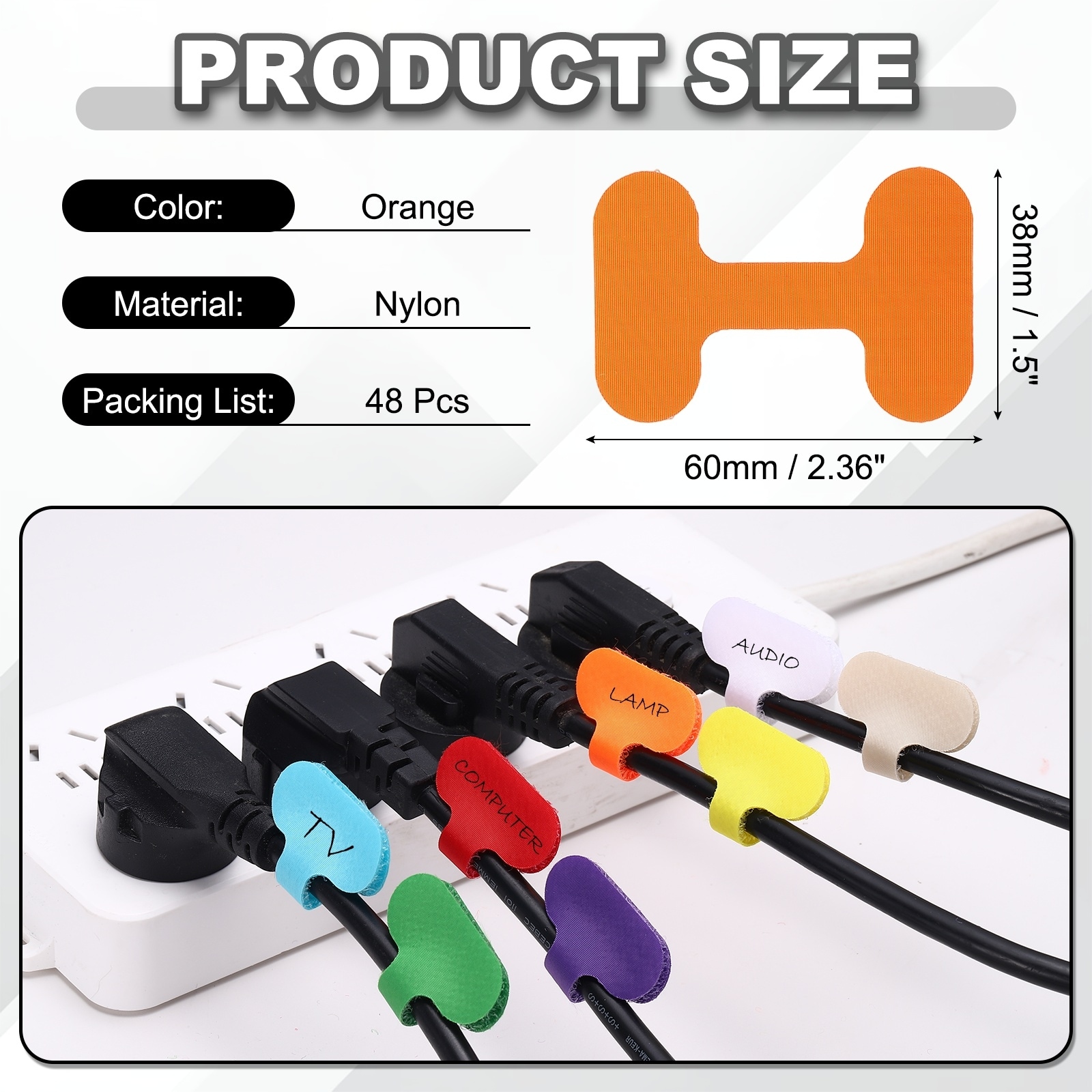 Cable Labels Tags, Write on Wire Tags Cord Labels Hook Loop Cable Ties for Wire Classify Identification Management, White