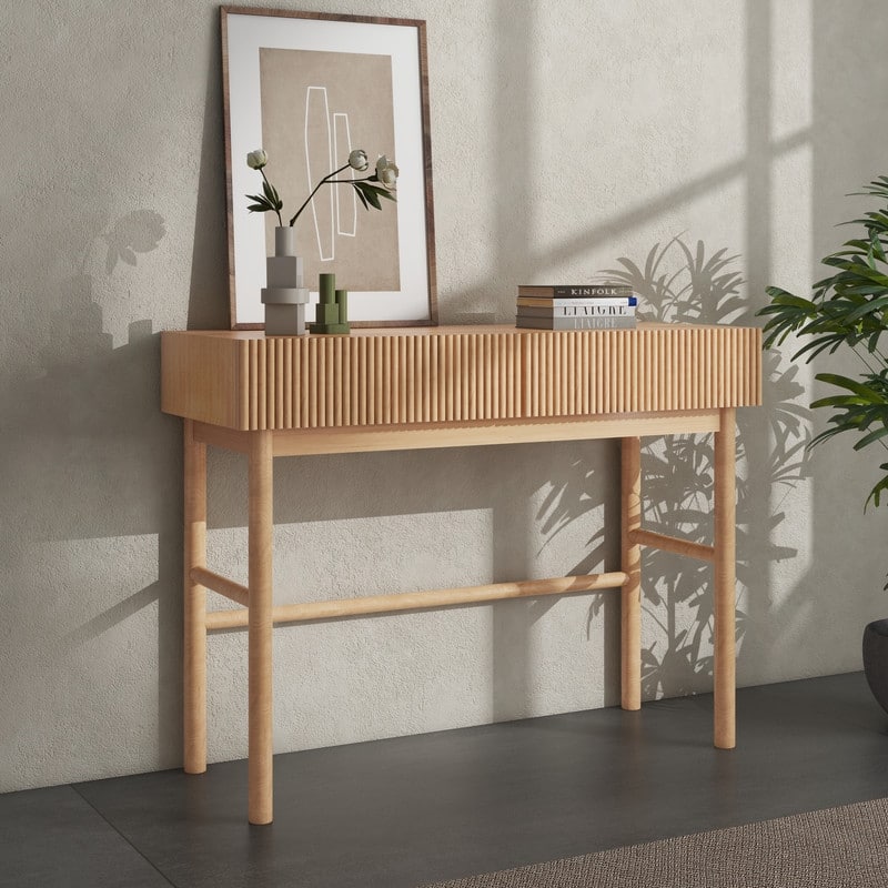 Solid Wood Console Table with 2-Drawer - Natural