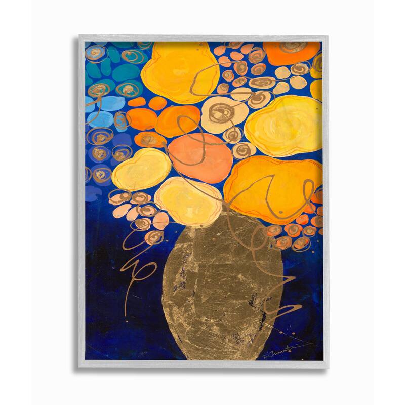 Stupell Summer Floral Abstract Blue Orange Yellow Framed Wall Art - Multi-Color