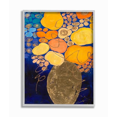 Stupell Summer Floral Abstract Blue Orange Yellow Framed Wall Art - Multi-Color