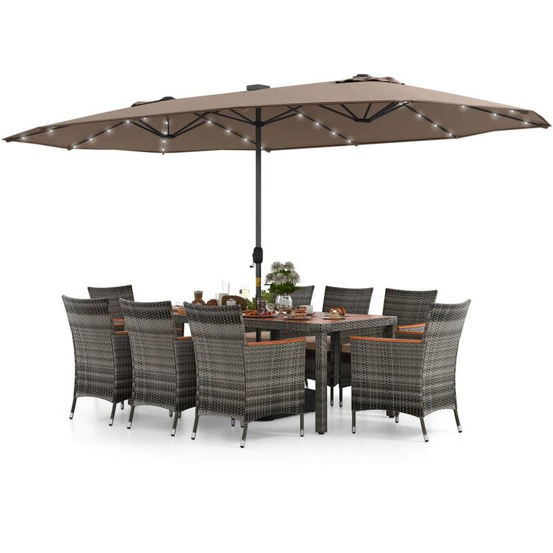 Costway 11 PCS Patio Dining Set with 15 ft Double-Sided Patio Umbrella - See Details